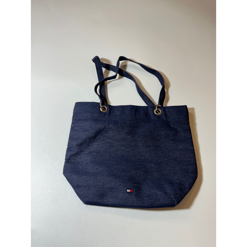 Tommy Hilfiger Tote Bag Women's Small Blue Denim Grommet Strap